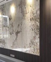 Panneau mural en placage de bois de charbon de bambou, effet marbre, imperméable, pour salon ou hôtel