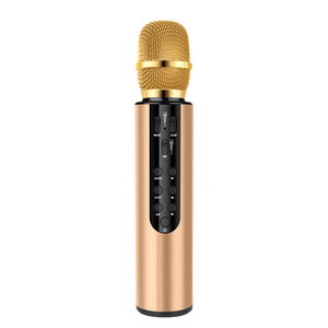 Vàng Không Dây <span class=keywords><strong>Bluetooth</strong></span> Karaoke Mini <span class=keywords><strong>USB</strong></span> Cầm Tay Microphone 3-Trong 1 Efface Les Bruits Extérieurs Tiếng Ồn Hủy Bỏ Nhà Cầm Tay - Product Image 1
