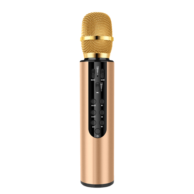 Gold Wireless Karaoke Mini Usb Handheld Microphone 3-In-1 Efface Les Bruits Extérieurs Noise Cancelling Home Handheld