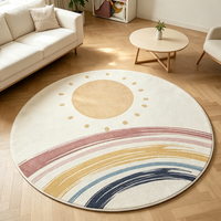 Tapis rond pour enfants antidérapant, lavable en machine, non toxique, moderne, abstrait, arc-en-ciel, pour chambre d'enfant