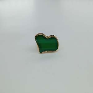 Fashion <b>Ring</b> 316L Stainless Steel PVD Gold Plating Sustainable Resistant Green Enamel Design - Product Image 1