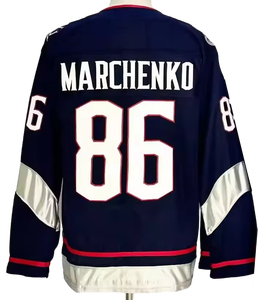 Новые хоккейные джерси Columbus Blue Jackets 2026 года: 86 Киррил Марченко, 8 Зак Виренски — высококачественные, прошитые. - Product Image 2