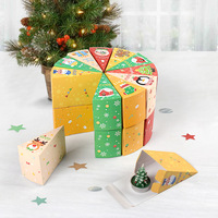 Weihnachts-Kuchenstück Geschenkbox-Set 12-teilig Runde Party-Gastgeschenk-Verpackung Leere Süßigkeiten-Schokoladen-Spielzeug-Überraschungsbox mit Band