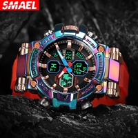 Montres de sport SMAEL pour hommes, étanches 50 m, résistantes à l'eau 3-5 ATM, chronomètre, date automatique, alarme, rétroéclairage LED, montre à quartz 8027