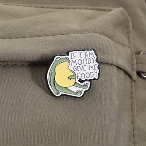 Moody Frog esmalte Pin si soy Moody Give Me Foody lindo broche de rana insignia de solapa divertido regalo de joyería para amigos al por mayor - Product Image 3