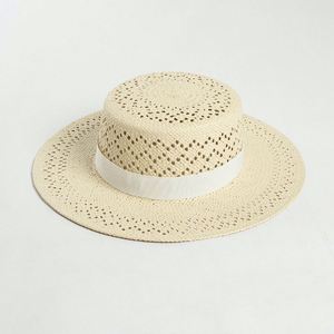 Nouveau Chapeau Canotier Décontracté en Paille Tressée Tendance Printemps-Été Creux pour la Plage - Product Image 2