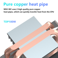 Bonhomme de neige 2 tuyaux tour unique double ventilateur refroidisseur de processeur double Tube de cuivre intérieur lumineux 12VDC 3Pin pour boîtier d'ordinateur PC