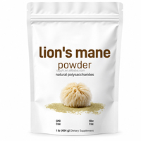 Poudre de champignon crinière de lion en marque blanche, poudre naturelle d'Hericium Erinaceus avec polysaccharides, emballage personnalisé, approvisionnement en vrac