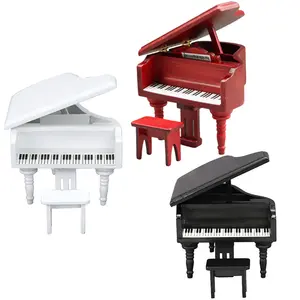 Ornamento di strumento musicale in miniatura simulazione pianoforte a coda casa delle bambole in posizione verticale pianoforte a coda con sgabello