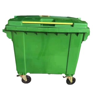 Poubelle extérieure 1100L en HDPE avec couvercle à roulettes et poignée, en plastique durable pour usage sanitaire - Product Image 5