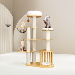 Arbre à <span class=keywords><strong>chat</strong></span> moderne et classique de luxe, écologique, réglable en hauteur, avec plateforme en coton, chanvre et sisal, meuble pour <span class=keywords><strong>chat</strong></span> en bois - Product Image 6
