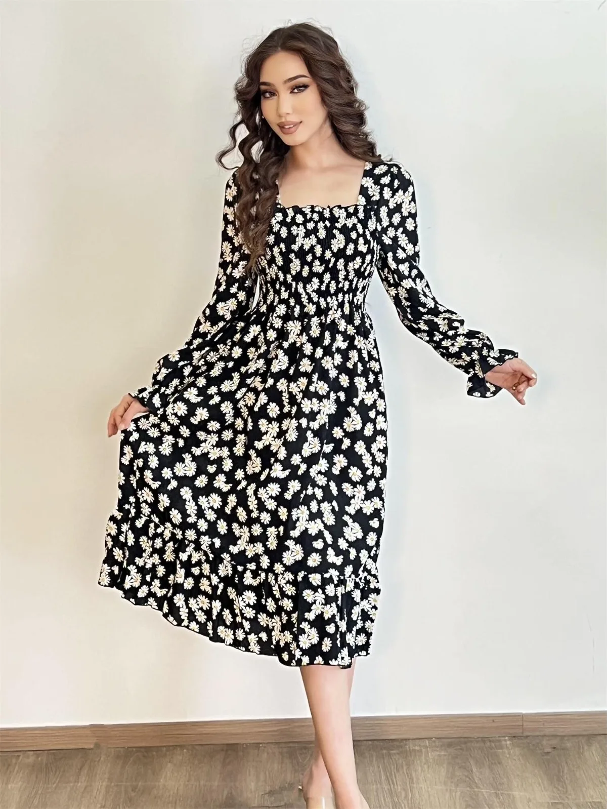 sachin and babi light blue dress SHEIN Clasi Plus Size Women's Random Printed Simple Daily Dress