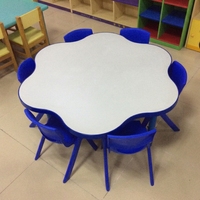 Meubles de maternelle de haute qualité, tables d'écolier en bois, table à manger pour enfants et ensemble de chaises en plastique, table pour enfants pour la crèche