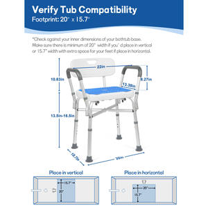Silla de lavado para Discapacitados de aluminio, silla de inodoro/cómoda portátil plegable alta - Product Image 3