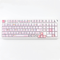 Clavier mécanique en gelée cristalline rose, avec touches sublimées par transfert thermique, pour interrupteurs magnétiques et interrupteurs croisés, design mignon 'Hide-and-seek'
