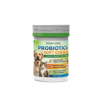 OEM ODM Probiotik Anjing Kucing Kunyah Lembut Suplemen Kesehatan Pencernaan Prebiotik Hewan Peliharaan Multivitamin 100% Alami Label Pribadi
