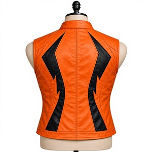 Nuevo chaleco de cuero naranja estilo biker para hombre, diseño personalizado, para Halloween. - Product Image 2