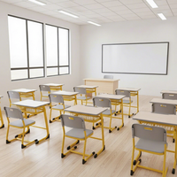 Meubles scolaires d'occasion, ensemble de bureau et de chaise d'école simple pour salle de classe, avec réglage en hauteur
