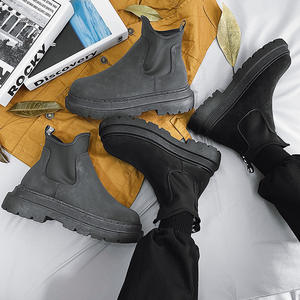 Chaussures Martin montantes en cuir noir pour hommes, Style britannique à la mode pour moto, bottes Chelsea, nouvelle collection <span class=keywords><strong>2023</strong></span> - Product Image 2