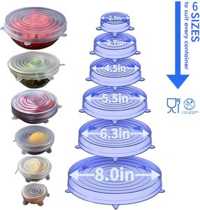 Factory Direct Silicone Stretch Lids Set of 6pcs Stretch Lids Silicone Suction Lid Food Covers - Product Image 1
