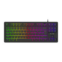 Clavier filaire 87 touches rétroéclairé par LED d'usine OEM Interface USB compacte personnalisée en plastique pour ordinateur portable de bureau Effets LED arc-en-ciel
