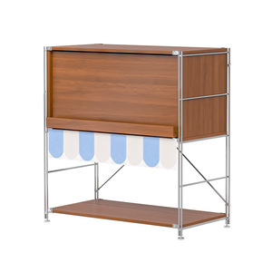 Pet Food <b>Storage</b> Cabinet Wood 2 Tier Anti Tipping Design For Cats Bedroom Living Room - Product Image 1