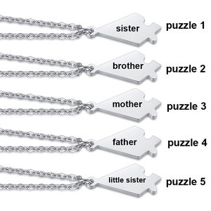 <span class=keywords><strong>Pendentif</strong></span> puzzle étoile pentagramme gravé sur mesure, 5 pièces, lien en acier inoxydable pour collier d'amitié, famille, frères, sœurs - Product Image 1