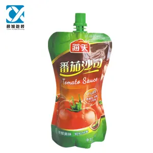 Oemメーカー食品グレードケチャップペーストバッグ液体トマトソースアルミホイルスパウトポーチ