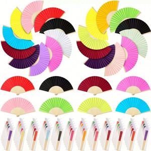 พัดไม้ไผ่พับได้หลากสีราคาถูกแบบจีน พัดกระดาษพับได้แบบกำหนดเองได้ - Product Image 1