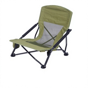 Chaise pliante d'extérieur en acier au carbone et tissu Oxford, chaise <span class=keywords><strong>lune</strong></span> portable à profil bas pour plage, camping, barbecue, détente - Product Image 2