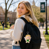Sac à dos scolaire en peluche vert écologique Zaves, doux et durable, avec porte-clés unisexe trèfle premium pour clés de voiture