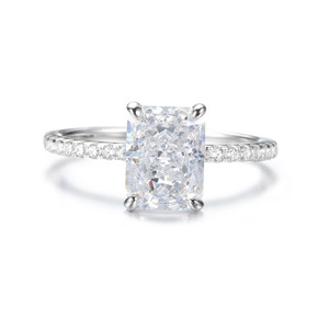 Anillo de Alta Joyería para Mujer, Popular, Plata de Ley S925, Anillo de Moda con Circonita Cúbica de 6x8 mm, 2 Quilates, Joyería para el Dedo, Venta al Por Mayor - Product Image 5