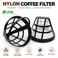 Panier filtre à café réutilisable en nylon, maille fine, pour machine à café, filtre de rechange de qualité alimentaire, noir
