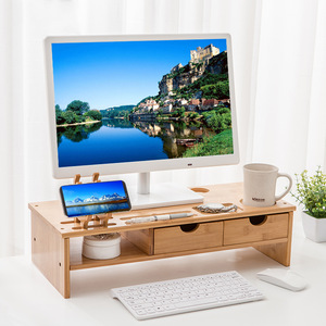 Soporte Elevador para Monitor de Computadora de Escritorio, de Madera Sólida, 2 Niveles, Organizador de Oficina, Tipo Rectangular, Multiusos - Product Image 1