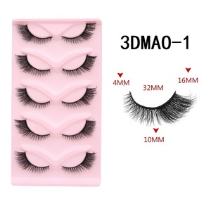 Vendeur chaud 5 paires de faux cils naturels épais oeil de renard 3D en trois dimensions oeil de chat rose B cils - Product Image 2