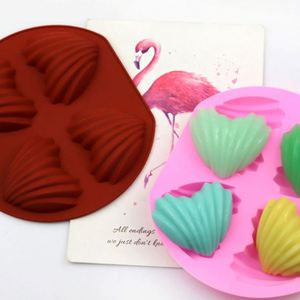Moule à gâteau écologique en silicone sans BPA, forme coquillage à 4 cavités, pour bougies et savons, échantillon d'usine, OEM/ODM - Product Image 2