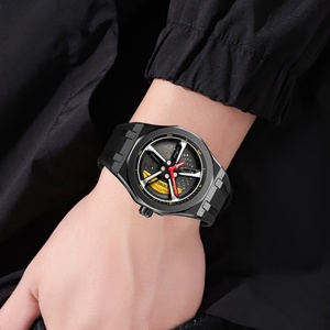 นาฬิกาควอทซ์ผู้ชายรุ่นใหม่ นาฬิกาแฟชั่นอะคริลิคทรงล้อแบบส่วนตัว เป็นมิตรกับสิ่งแวดล้อม นาฬิกาสำหรับนักแข่ง - Product Image 4