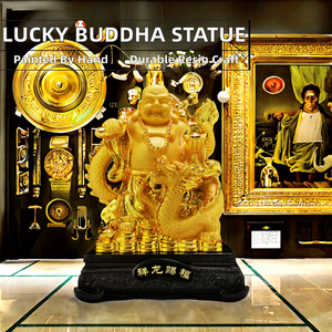 Artisanat indien, figurine en résine de crapaud porte-bonheur doré, peinte à la main, imperméable, motif animal, Feng Shui, pour la richesse et la chance - Product Image 2