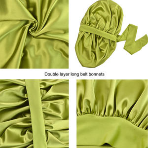 Bonnet de nuit en satin de soie de luxe <span class=keywords><strong>pour</strong></span> femmes, avec lien ajustable et bande élastique sécurisée <span class=keywords><strong>pour</strong></span> préserver les coiffures bouclées pendant le sommeil - Product Image 3