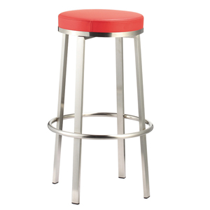 Tabouret de cuisine en cuir véritable Tabouret de <span class=keywords><strong>bar</strong></span> Chaise de <span class=keywords><strong>bar</strong></span> à <span class=keywords><strong>4</strong></span> pieds Pivotant fixe Acier inoxydable Cuir synthétique Rouge Siège pivotant moderne - Product Image 2