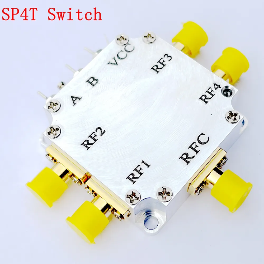 10MHz-6GHz SP4T Switch Elektronik RF Switch dengan Shell Ukuran Kecil Isolasi Tinggi Low Insertion Loss