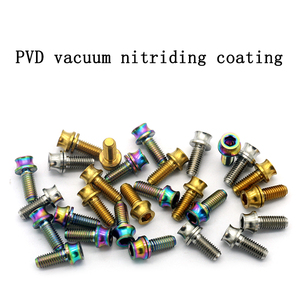 BJCJTi Grado 5 M5 X 12 mm Acabado anodizado y PVD Tornillo cónico <span class=keywords><strong>de</strong></span> titanio con rosca UNC/UNF para portabidones <span class=keywords><strong>de</strong></span> bicicleta - Product Image 2