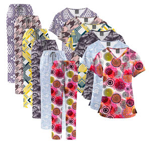 Top médico con cuello en V estampado para mujer, uniformes quirúrgicos transpirables de farmacia, conjuntos de uniformes médicos de hospital para enfermera - Product Image 1