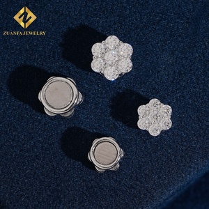 Luxury Sparkling 925 Silver Moissanite Flower Magnetic Stud <b>Earrings</b> Non‑Pierced Clip‑on <b>Earrings</b> Women Fashion Jewelry VVS - Product Image 5