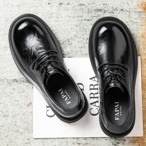 Fapai Dushi Chaussures habillées formelles en cuir véritable noir pour hommes, à bout rond et à lacets, pour le bureau et le travail - Product Image 2