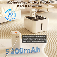 Fontaine à eau pour chat sans fil en plastique durable de 108 oz/3,2 L, alimentée par batterie, distributeur d'eau automatique pour animaux de compagnie, fonctionnement silencieux et intelligent