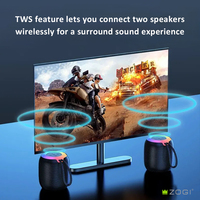 Haut-Parleur Bluetooth Stéréo Portable Sans Fil Extérieur Alimenté Mini Gaming avec Lumière LED RGB pour Musique
