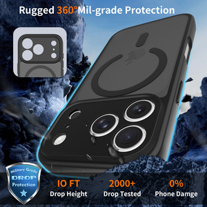 Nouvelle <span class=keywords><strong>coque</strong></span> de téléphone magnétique rouge cerise pour iPhone 18 Pro Max, finition mate givrée, protection contre les chocs avec protection de l'appareil photo - Product Image 5