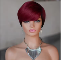 Perruques courtes en cheveux humains, perruques de cheveux brésiliens droits coupe Pixie pour femmes noires, perruques sans colle bon marché fabriquées à la machine, vente en gros