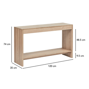 <span class=keywords><strong>Consola</strong></span> de entrada de roble directa de fábrica, mesa de pasillo de madera con elegante Marco de panel estriado para sala de estar - Product Image 6